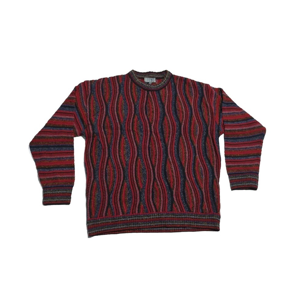 FIUME 3D Knit Thin Sweater Coogie Biggie Style Red Black Size 52